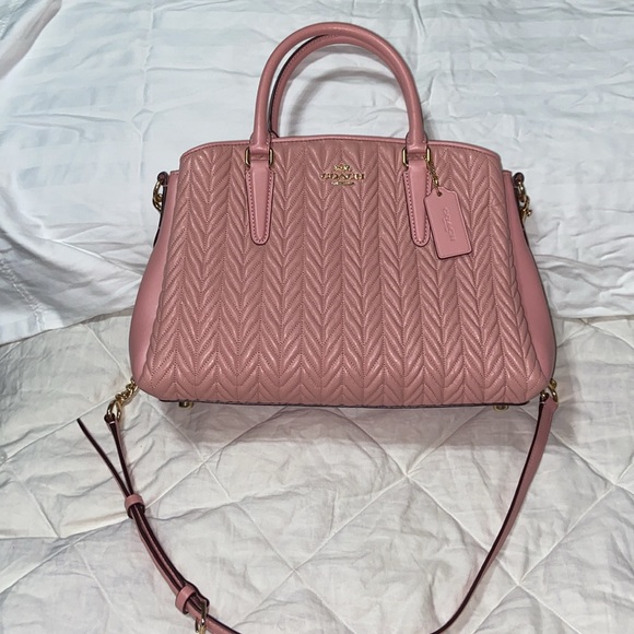 RARE nwot Coach Sage Carryall Quilted pink crossbody satchel bag F73062 - Picture 5 of 15